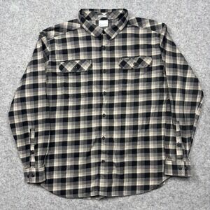 Columbia Regular Fit Flannel Button Shirt Mens XL Gray Plaid Omni Wick